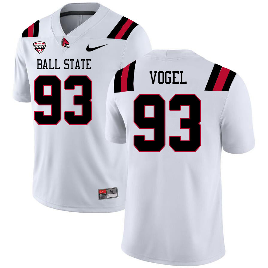 Ball State Cardinals #93 Caleb Vogel College Football Jerseys Stitched Sale-White